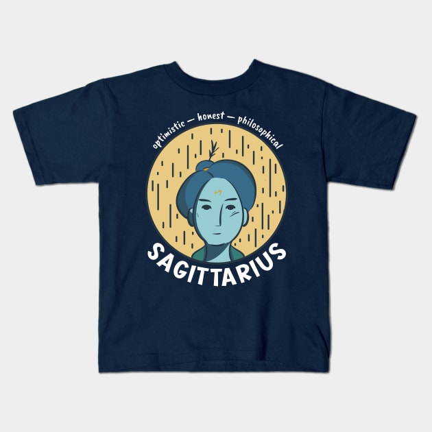 Sagittarius Zodiac Girl Kids T-Shirt by Whimsical Frank